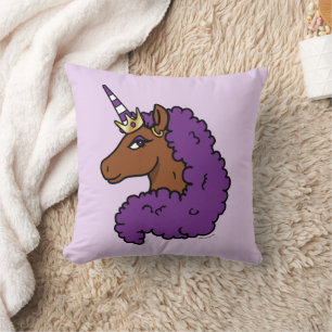 Lila Afro Unicorn Kudde