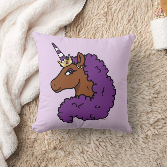 Lila Afro Unicorn Kudde (Filt)