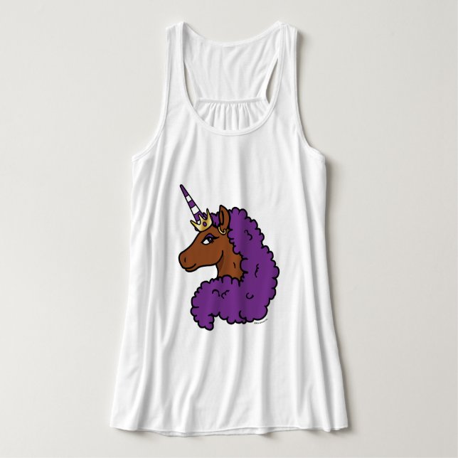 Lila Afro Unicorn Linne Med Racerback (Design framsida)