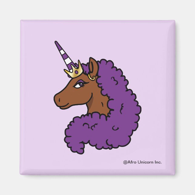 Lila Afro Unicorn Magnet (Framsidan)