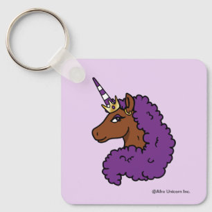 Lila Afro Unicorn Nyckelring