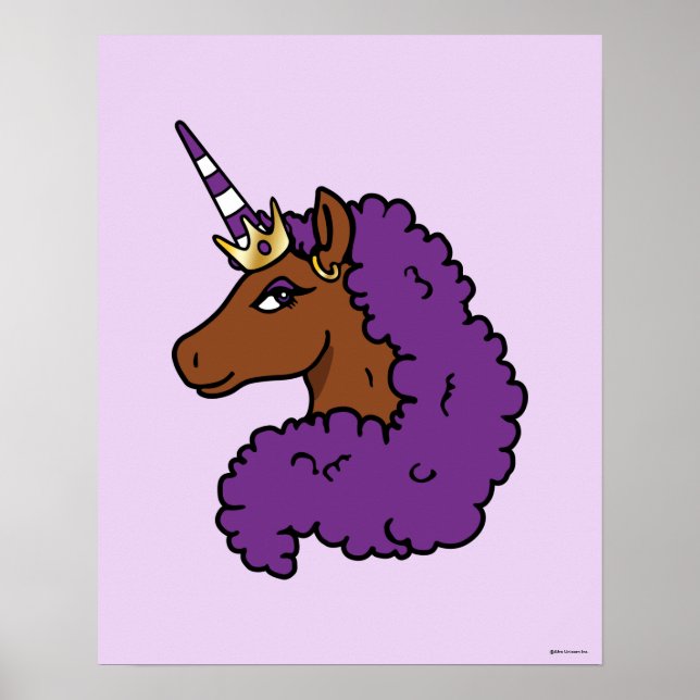 Lila Afro Unicorn Poster (Framsidan)