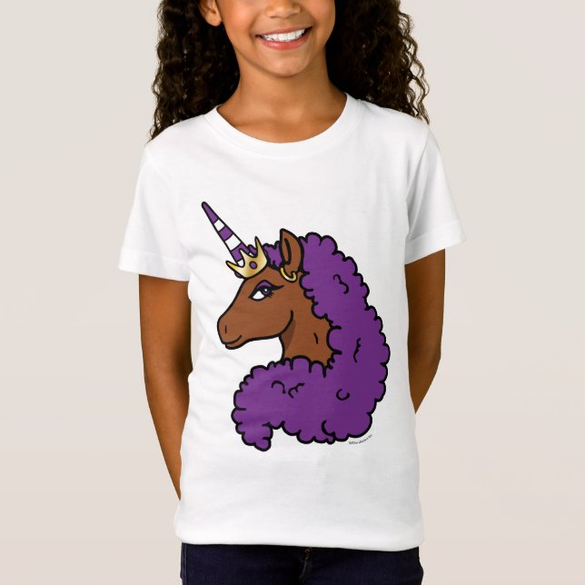 Lila Afro Unicorn T Shirt (Framsida)