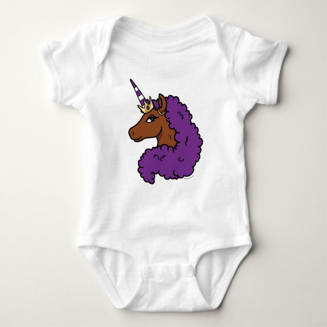 Lila Afro Unicorn T Shirt (Framsida)