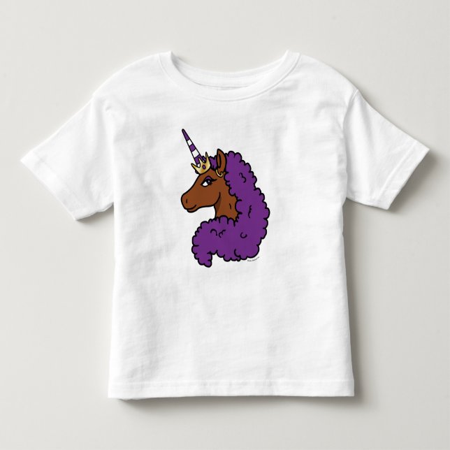 Lila Afro Unicorn T Shirt (Framsida)