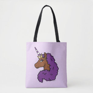 Lila Afro Unicorn Tygkasse