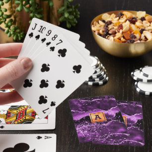 Lila agat glitter rosa marmornamn guld casinokort
