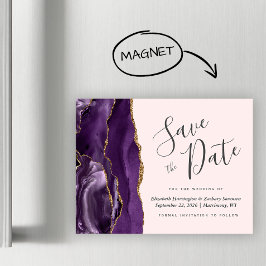 Lila Agat Röda Bröllop Magnetisk Save the Date