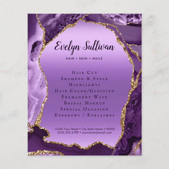 Lila Agate Faux Foil Flyer (Framsidan)