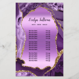 Lila agate faux foil pris list fluor flygblad