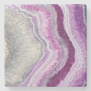 Lila Agate Geode Marble Stone Underlägg