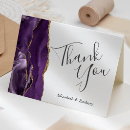 Lila Agate Guld Bröllop Tack Kort