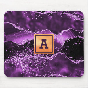 Lila agate marble guld monogram musmatta