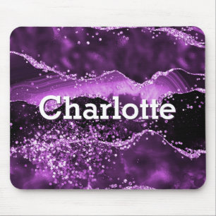Lila agate marble monogram namn musmatta