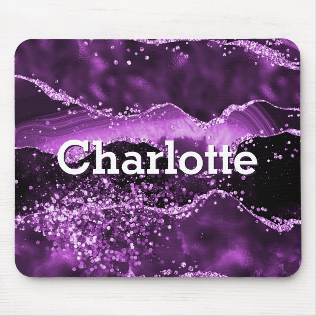 Lila agate marble monogram namn musmatta (Framsidan)