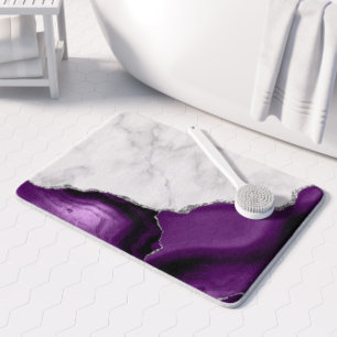 Lila Agate Silver Glitter White Marble Badrumsmatta