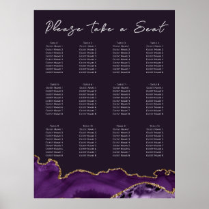 Lila Agate-skum för sätesdiagram för Bröllop Poster
