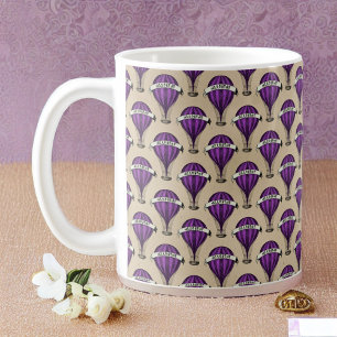 Lila Airships on Tan Steampunk Design Kaffemugg