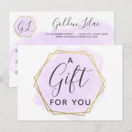 Lila akryl och guld presentkortskort inbjudningar