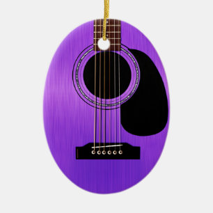 Lila Akustiskt gitarr Julgransprydnad Keramik