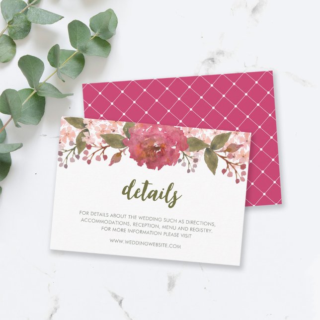 Lila akvarell blommig bröllopsdetaljer tilläggskort (Skapare uppladdad)