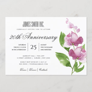 LILA AKVARELL BLOMMOR KORPORATIVT PARTYEVENT INBJUDNINGAR