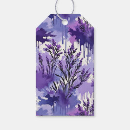 Lila akvarell med blommor presentetikett