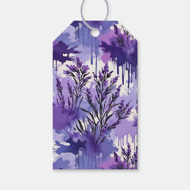 Lila akvarell med blommor presentetikett (Framsidan)