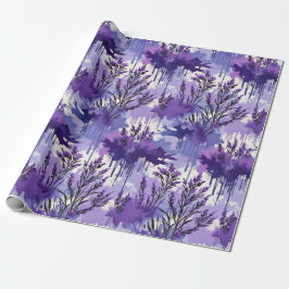 Lila akvarell med blommor presentpapper