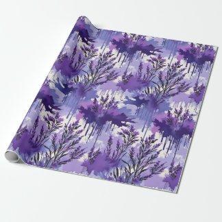 Lila akvarell med blommor presentpapper