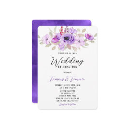 Lila akvarell Peony blommor Bröllopsdusch Inbjudan