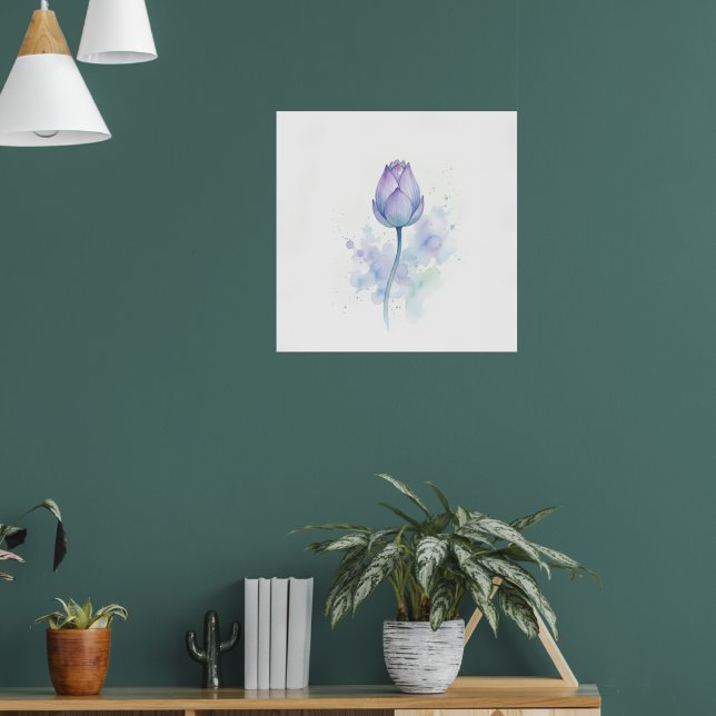 Lila akvarell Tulpan Konsttryck | Botanisk Flo Poster (Vardagsrum 1)