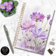 Lila akvarell vilda blommor minimalistiskt namn