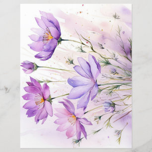Lila akvarell vilda blommor scrapbookpapper