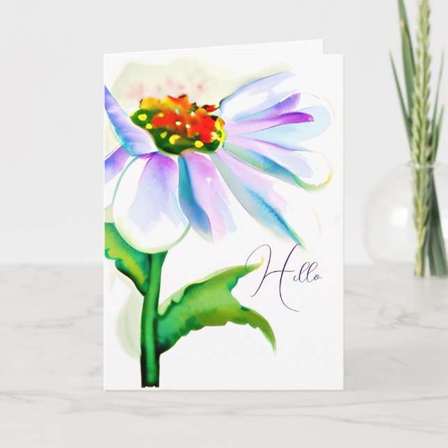 Lila akvarell vildblomma anpassad påsk helgkort (Framsida)