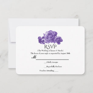 Lila akvarell vintage ros elegant blomster-RSVP OSA Kort