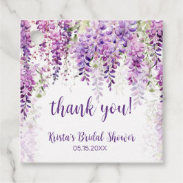 Lila akvarell Wisteria bröllopsdusch Gåvor Etiketter