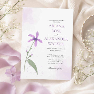 Lila akvarellblomma elegant modern bröllop inbjudningar