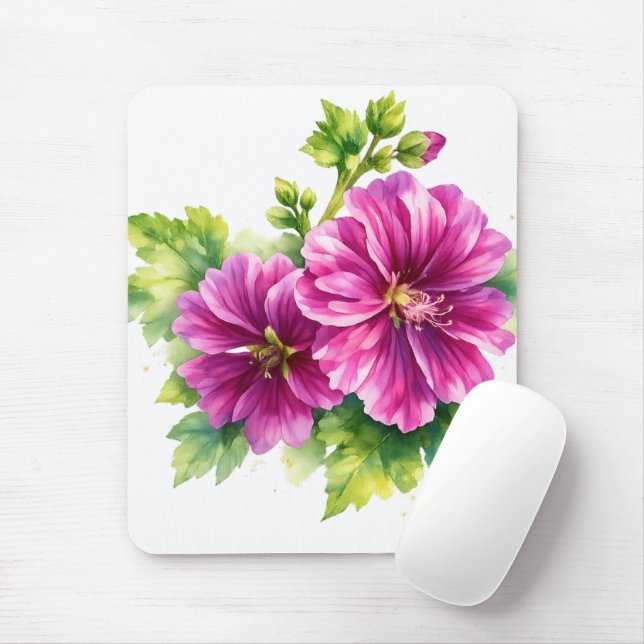 Lila akvarellblomma illustration  musmatta (Med mus)