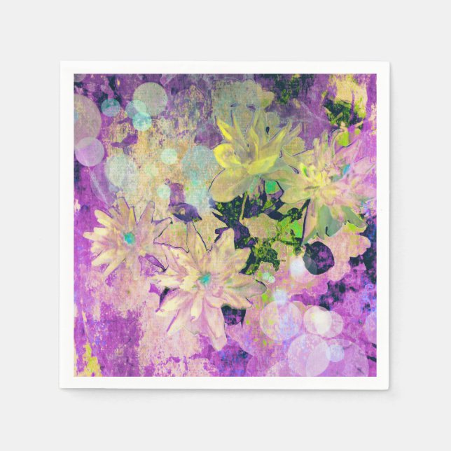 Lila akvarellblomma pappersservett (Framsidan)