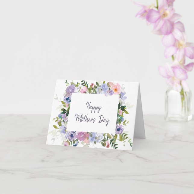 Lila akvarellblommig ram Mors dag Kort (Orkide)