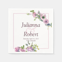 Lila akvarellblommiga servetter