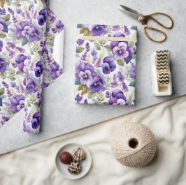 Lila akvarellvioliner blomsterelegans presentpapper