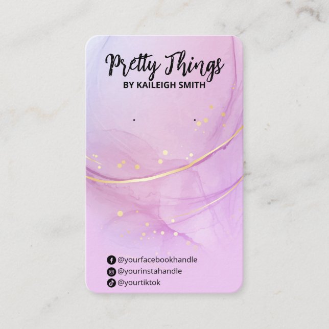 Lila Alcohol Bläck Visning Cards Visitkort (Framsida)