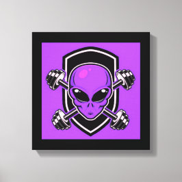Lila Alien Gym Sträckt Canvastryck