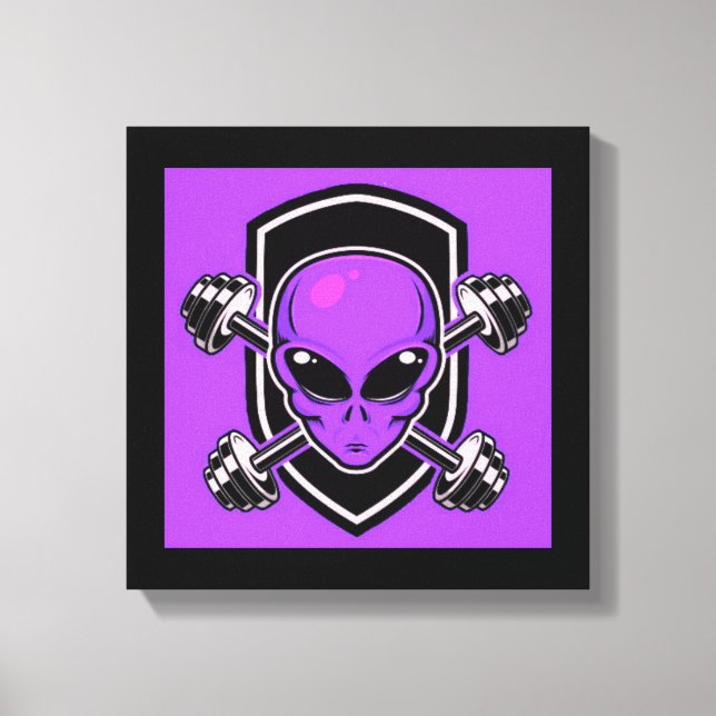 Lila Alien Gym Sträckt Canvastryck (Framsida)