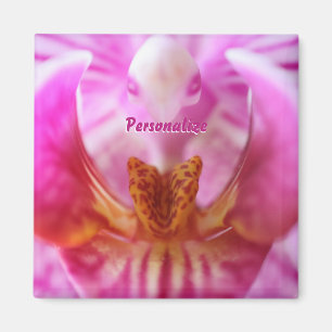 Lila Alien Orchid Orange Victim Blommigt Magnet
