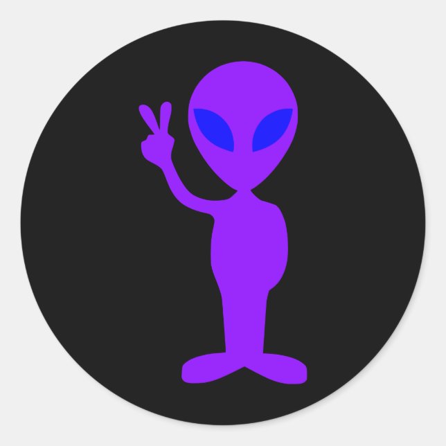 Lila Alien Runt Klistermärke (Framsida)