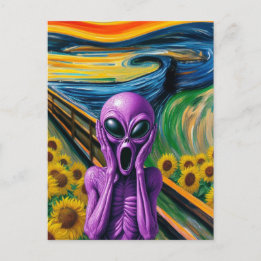 Lila Alien Screams Vykort