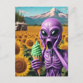 Lila Alien Smälter Scream för iskräppning Vykort